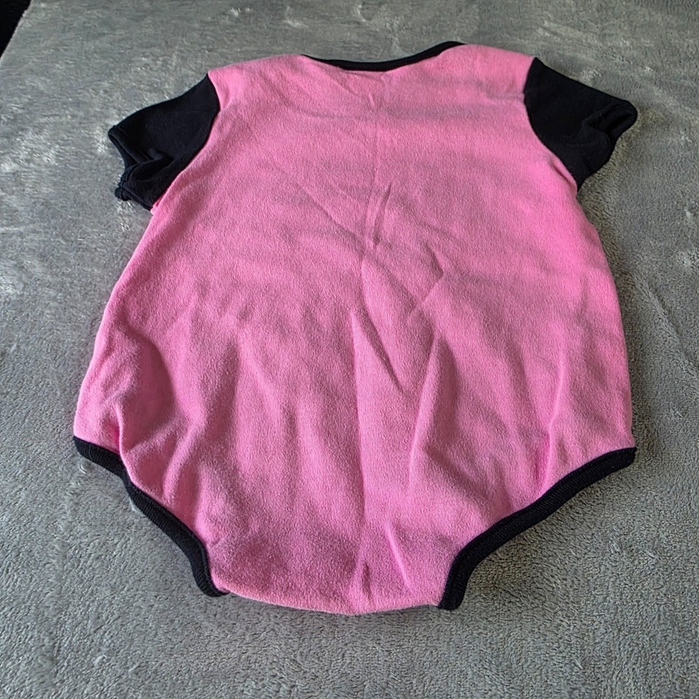 Harley Davidson Baby One Piece 18M Pink Black Winged Logo Bodysuit Infant Girl - Picture 3 of 3